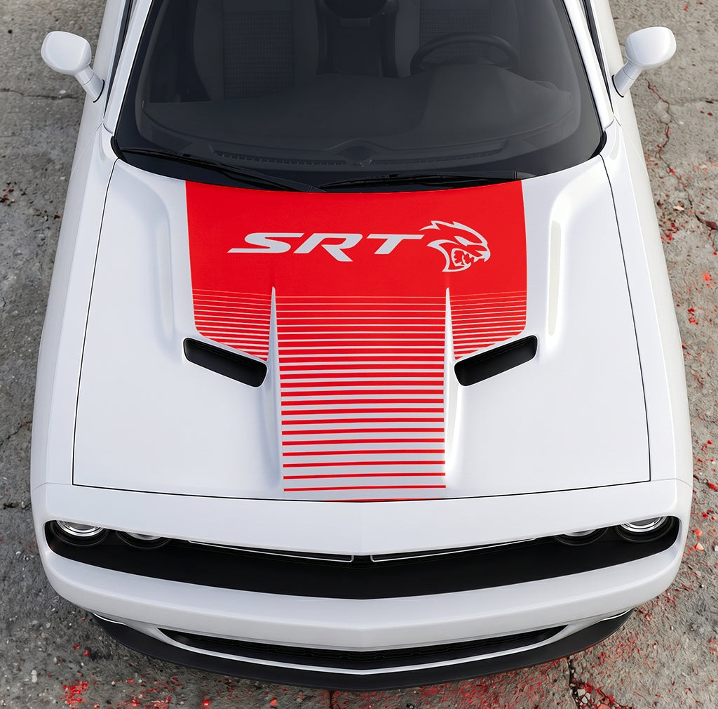 Hood Panel Decal/Sticker - Dodge Challenger SRT Hellcat Edition - Speed Fade Gradient Graphic Kit - For Dodge Challenger 2015-2024 - Premium Vinyl