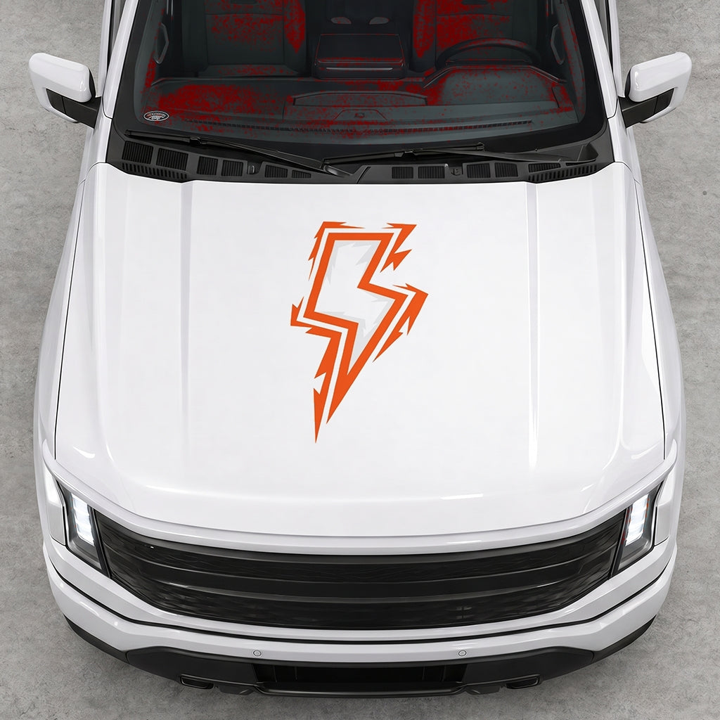 Hood Panel Decal/Sticker - Cut Bordered Electric Graphic Decal Graphic Kit - For FORD F-150 2015-2020 - Premium Vinyl