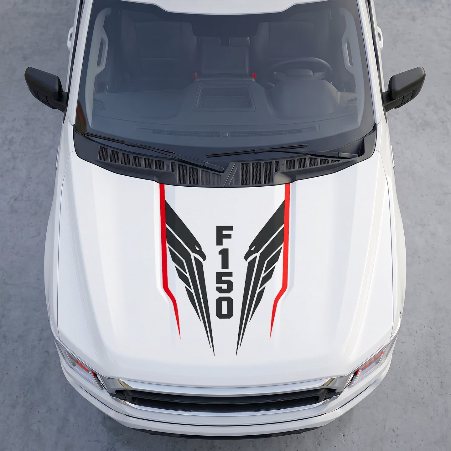 Hood Panel Decal/Sticker - Tactical Eagle Wings Hood Decal – Aggressive Bird of Prey Graphic Vinyl Wrap Graphic Kit - For Ford F-150 F150 2015-2020 - Premium Vinyl