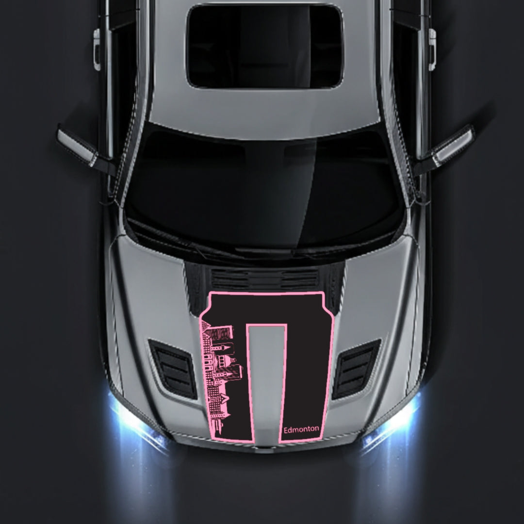 Hood Panel Decal/Sticker - Edmonton Skyline - Border Graphic Kit - For Dodge RAM 1500 2019-2025 - Premium Vinyl