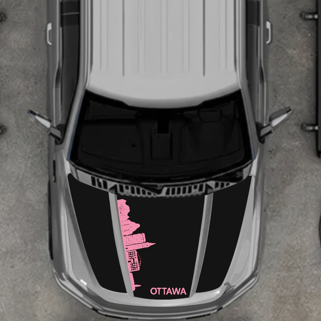 Hood Panel Decal/Sticker - Ottawa Skyline Graphic Kit - For Ford F-150 2020-2026 - Premium Vinyl