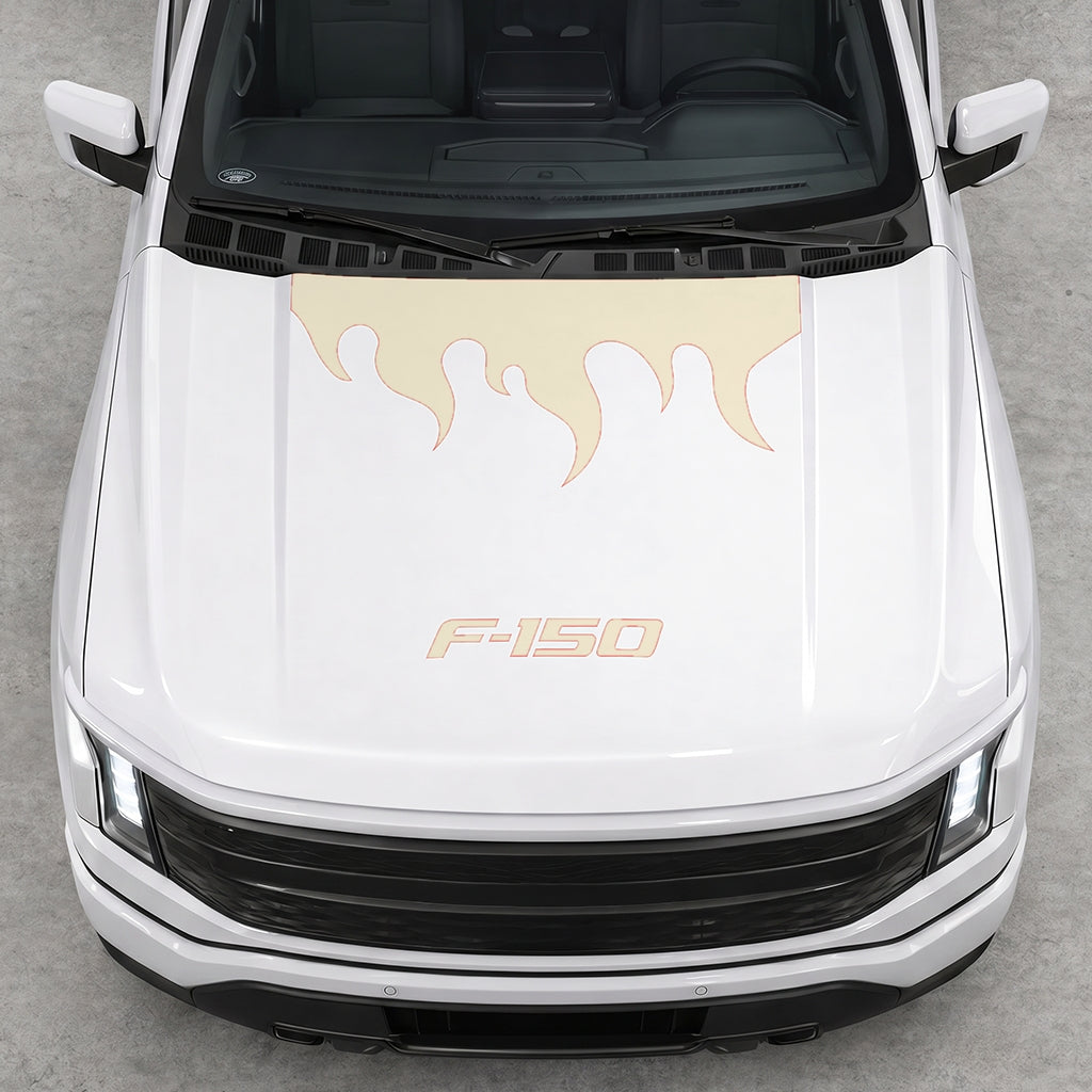 Hood Panel Decal/Sticker - Burning Flames Graphic Decal Graphic Kit - For Ford F-150 2015-2020 - Premium Vinyl