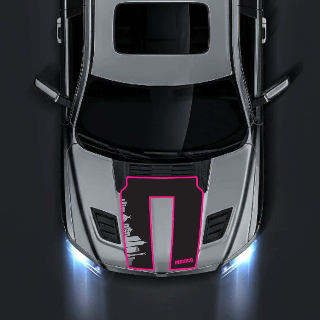 Hood Panel Decal/Sticker - Mexico Skyline - Cut - Border Graphic Kit - For Dodge RAM 1500 2019-2025 - Premium Vinyl