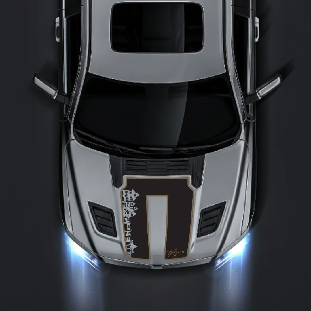 Performance Hood Panel Decal/Sticker - Belgium Skyline - Cut - Border Graphic Kit - For Dodge RAM 1500 2019-2025 - Premium Vinyl