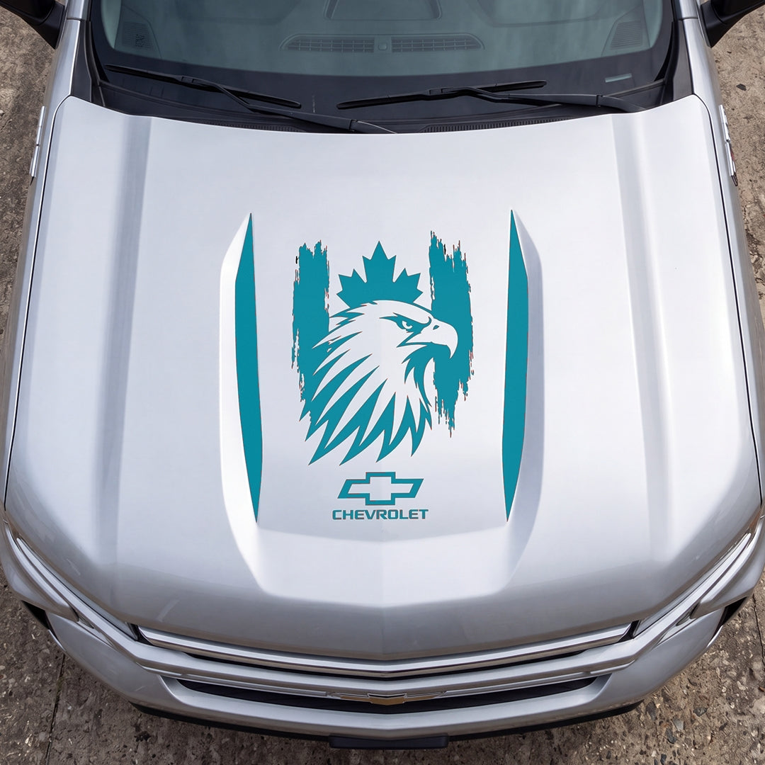 Hood Panel Decal/Sticker - Canadaian Eagle Head Graphic Decal Graphic Kit - For Chevrolet Silverado 2019-2024 - Premium Vinyl