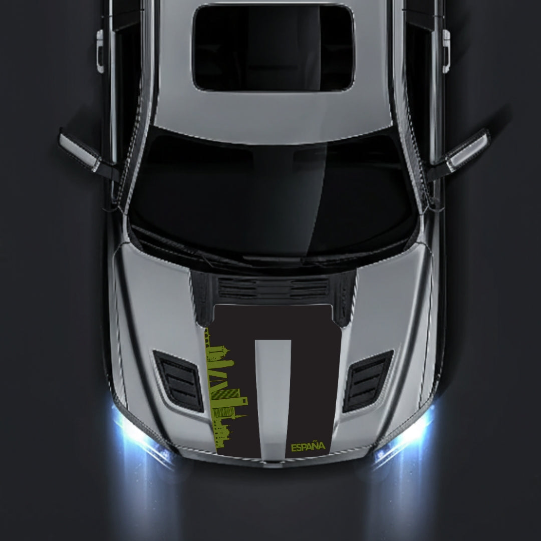 Performance Hood Panel Decal/Sticker - Spain Skyline Graphic Kit - For Dodge RAM 1500 2019-2025 - Premium Vinyl