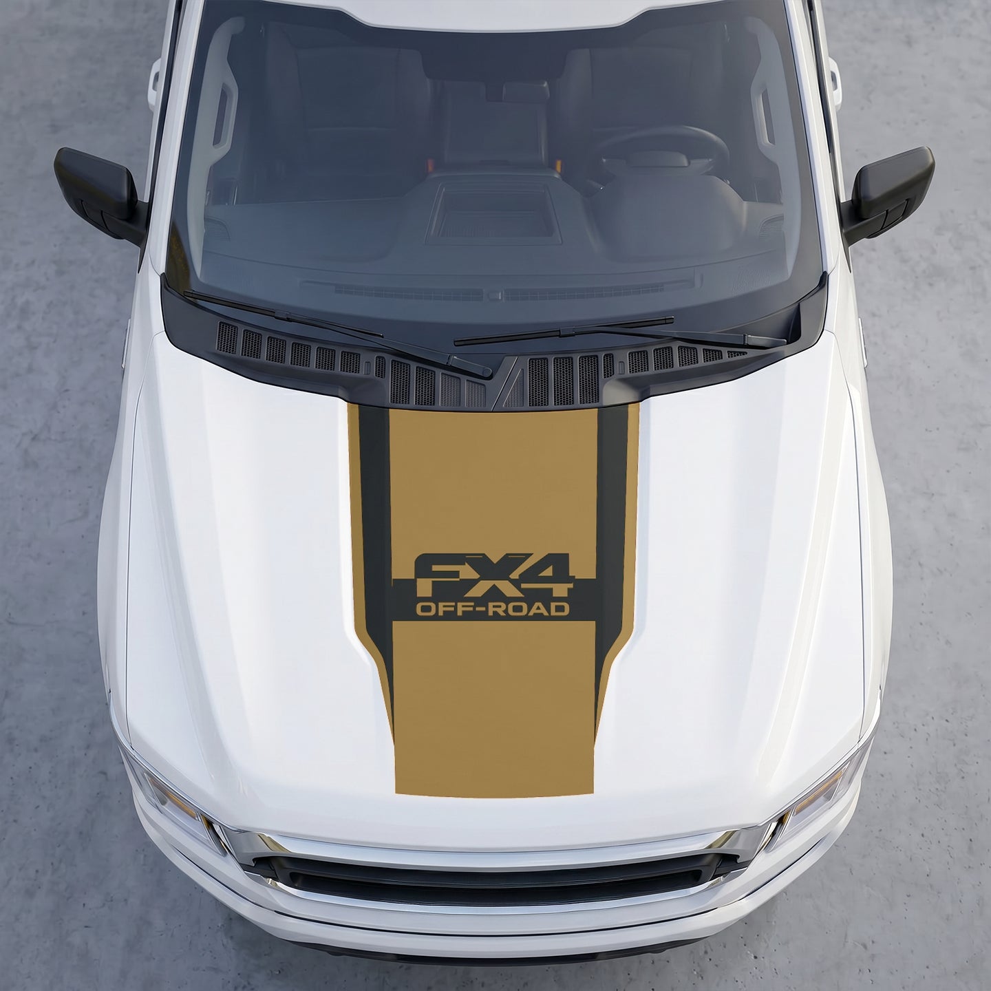 Hood Panel Decal/Sticker - FX4 Off-Road Edition Full Hood Decal Wrap – Bold  Center Accent Shield with Matte Black Track Stripes Graphic Kit - For Ford F-150 F150 2015-2020 - Premium Vinyl