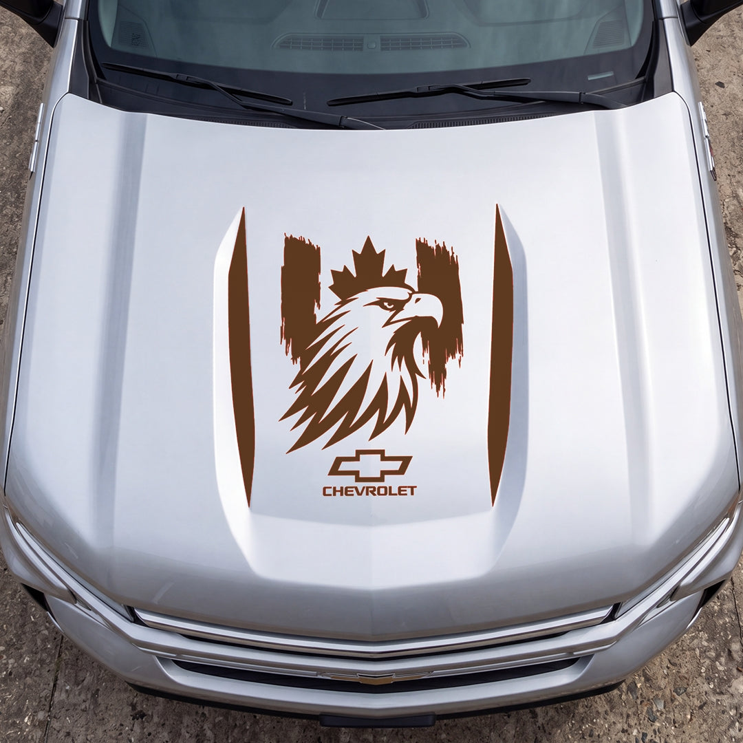 Hood Panel Decal/Sticker - Proud Canadaian Eagle Head Graphic Decal Graphic Kit - For Chevrolet Silverado 2019-2024 - Premium Vinyl