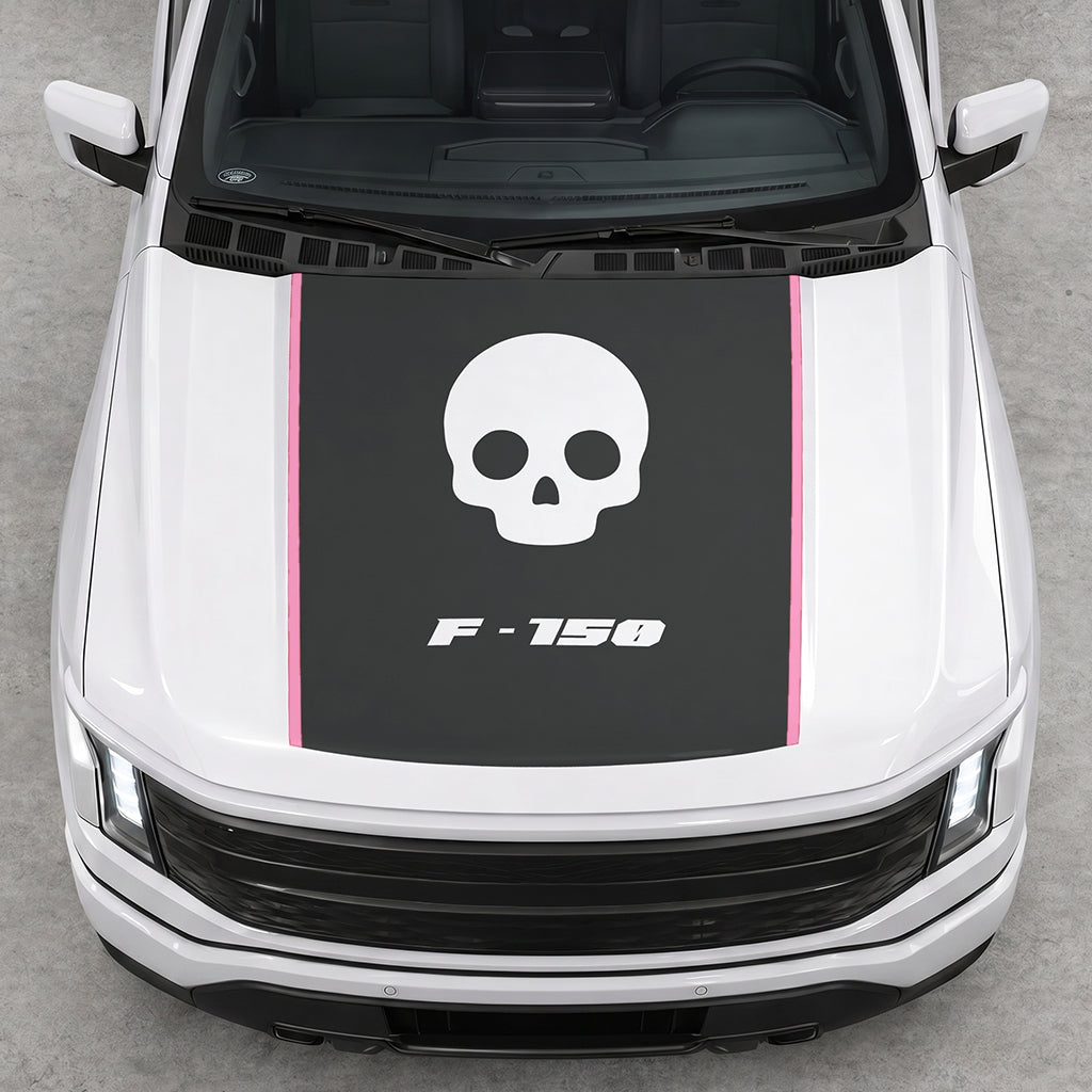 Hood Panel Decal/Sticker - Skull Graphic Decal Graphic Kit - For Ford F-150 2015-2020 - Premium Vinyl