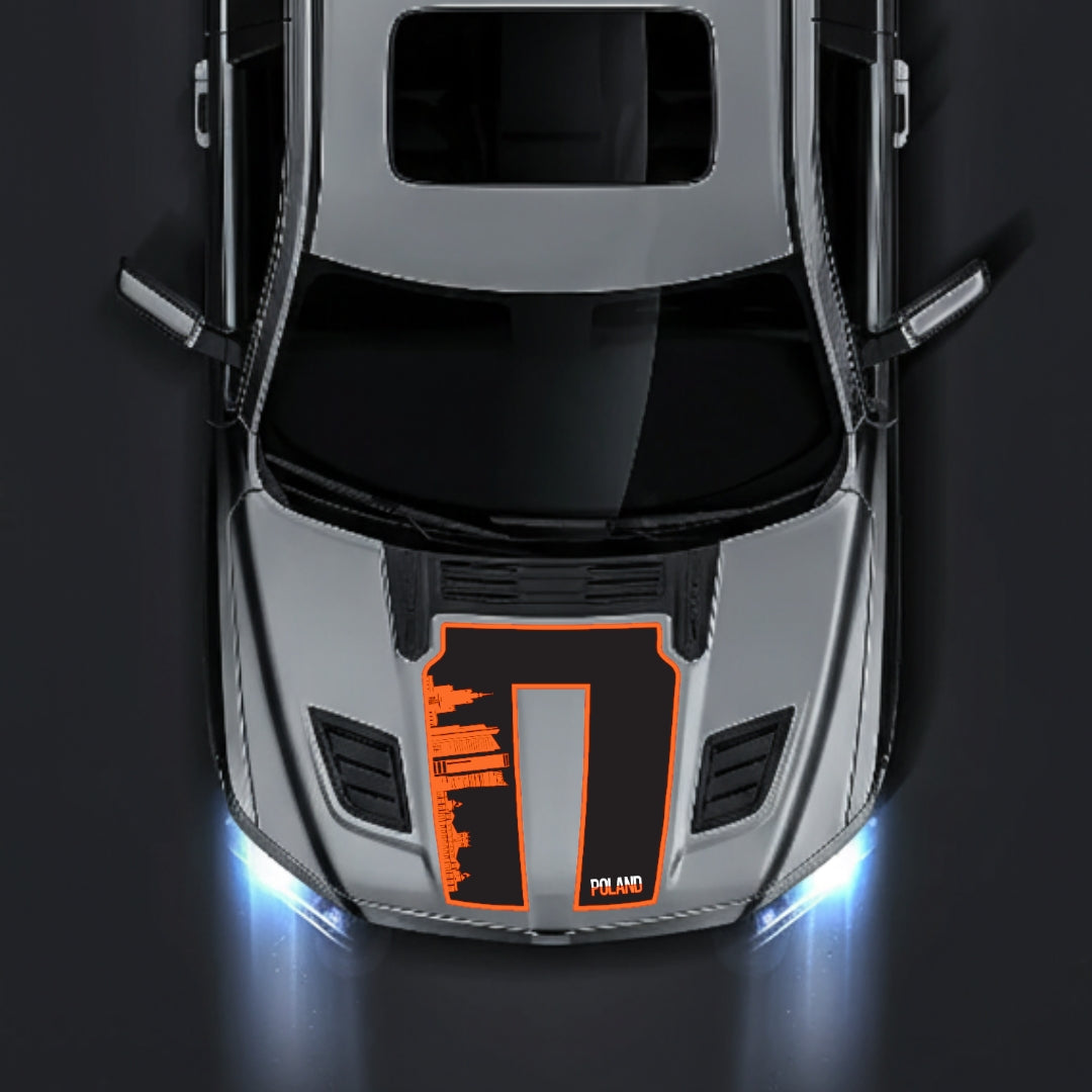 Hood Panel Decal/Sticker - Poland Skyline - Border Graphic Kit - For Dodge RAM 1500 2019-2025 - Premium Vinyl