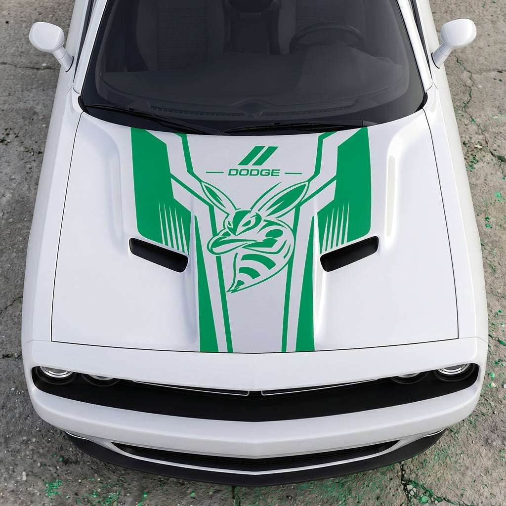 Hood Panel Decal/Sticker - Scat Pack Angry Bee Aerodynamic - Dual-Wing Performance Series Graphic Kit - For Dodge Challenger 2015-2024 - Premium Vinyl