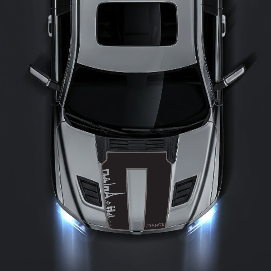 Performance Hood Panel Decal/Sticker - France Skyline - Cut - Border Graphic Kit - For Dodge RAM 1500 2019-2025 - Premium Vinyl