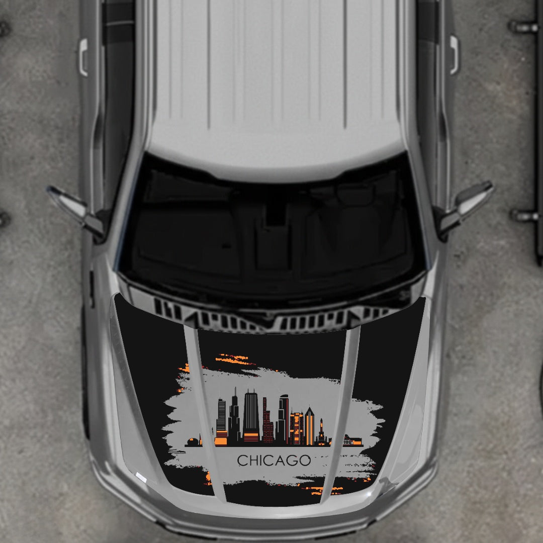 Hood Panel Decal/Sticker - Chicago - Cut Graphic Kit - For Ford F-150 2020-2026 - Premium Vinyl