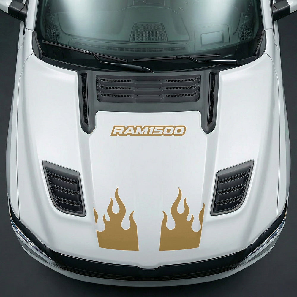 Hood Panel Decal/Sticker - RAM 1500 Flaming U-Shape - Cut Graphic Kit - For Dodge Ram 2019-2025 - Premium Vinyl