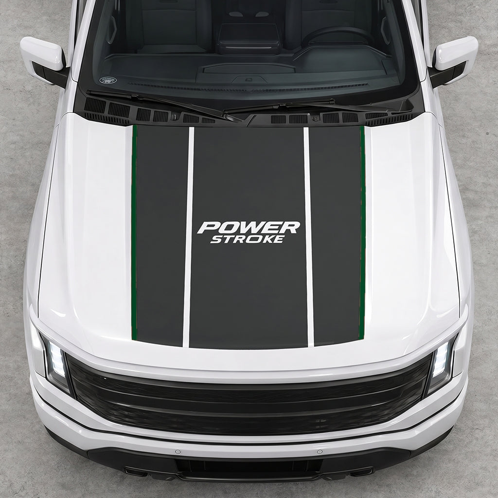 Hood Panel Decal/Sticker - Power Stroke Graphic Decal Graphic Kit - For Ford F-150 2015-2020 - Premium Vinyl