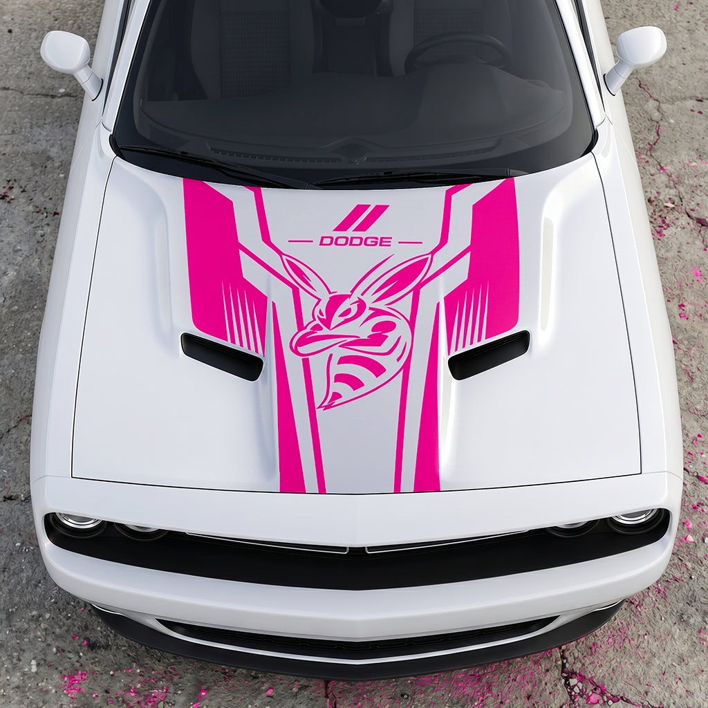 Hood Panel Decal/Sticker - Scat Pack Angry Bee Aerodynamic - Dual-Wing Performance Series Graphic Kit - For Dodge Challenger 2015-2024 - Premium Vinyl