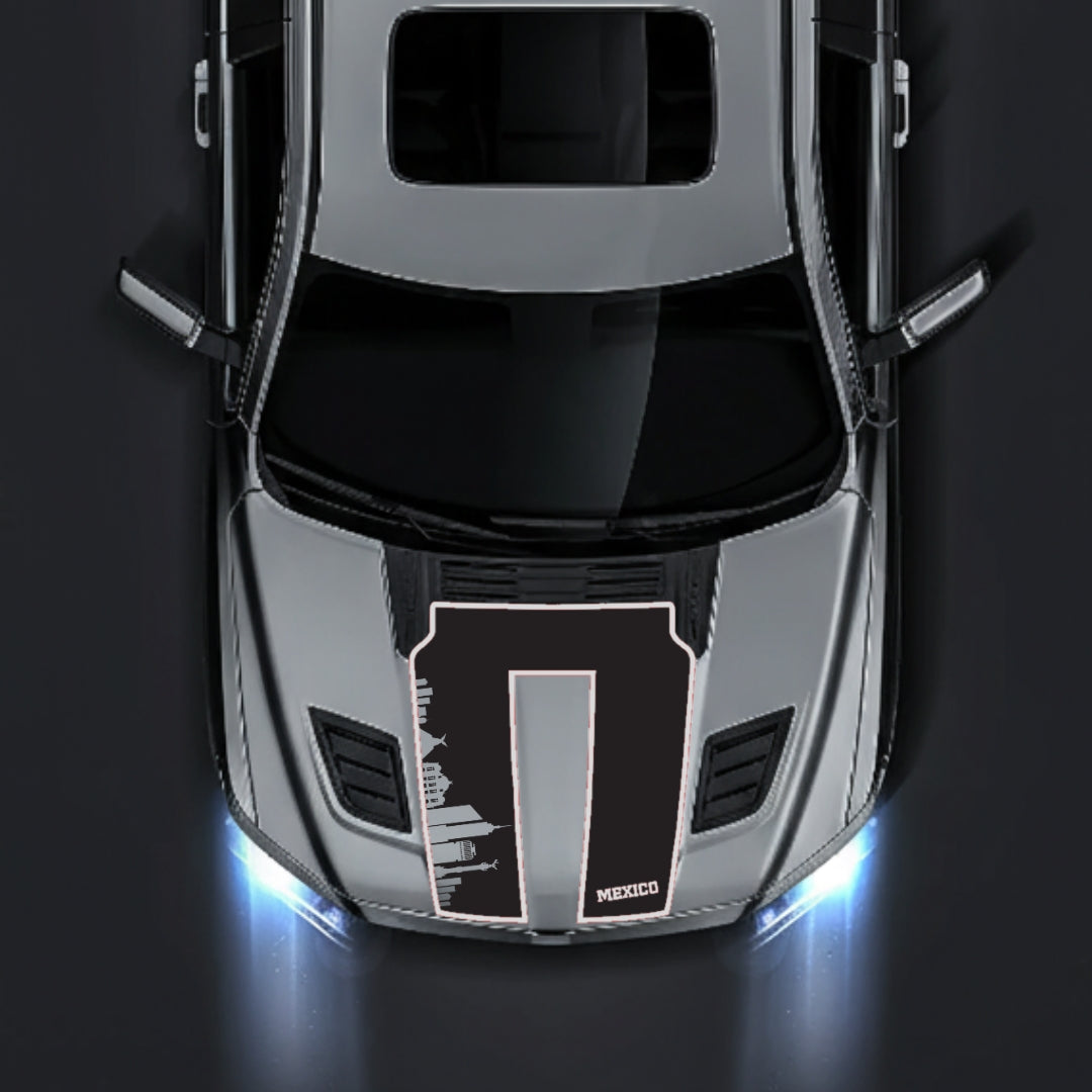 Hood Panel Decal/Sticker - Mexico Skyline - Cut - Border Graphic Kit - For Dodge RAM 1500 2019-2025 - Premium Vinyl