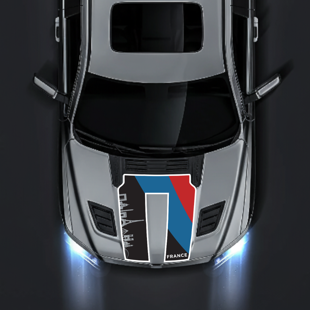 Performance Hood Panel Decal/Sticker - France Skyline Flag - Border Graphic Kit - For Dodge RAM 1500 2019-2025 - Premium Vinyl