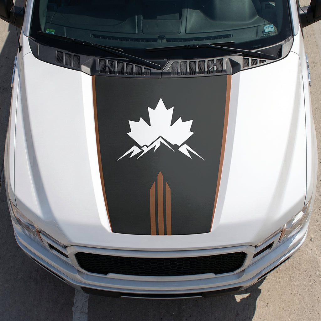 Hood Panel Decal/Sticker - Maple and Mountain Graphic Decal Graphic Kit - For Ford F-150 2015-2020 - Premium Vinyl