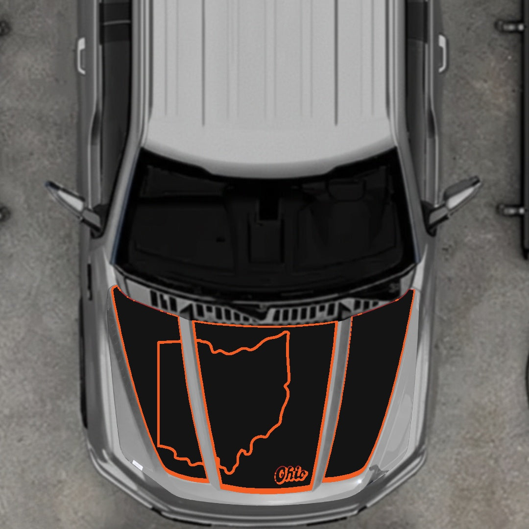 Hood Panel Decal/Sticker - Ohio - Border Graphic Kit - For Ford F-150 2020-2026 - Premium Vinyl