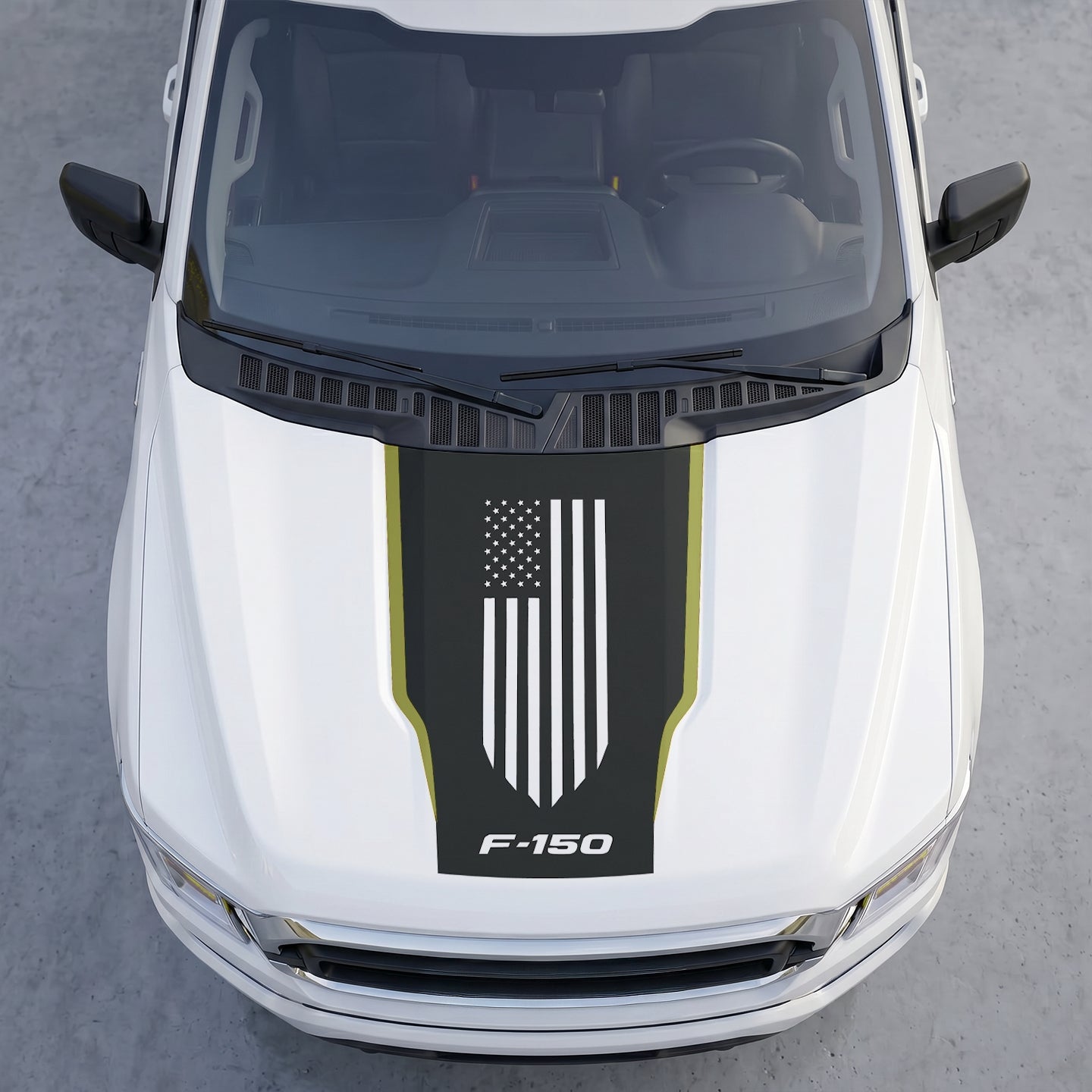 Hood Panel Decal/Sticker - Patriotic American Flag Hood Decal – USA Stars & Stripes Shield Vinyl Wrap Sticker Graphic Kit - For Ford F-150 F150 2015-2020 - Premium Vinyl