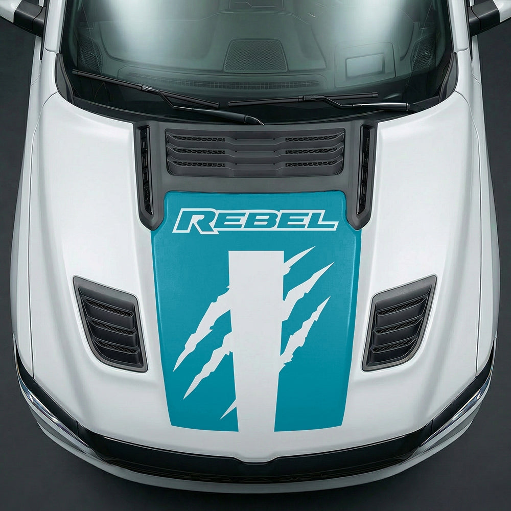 Hood Panel Decal/Sticker - Fierce REBEL Monster Slash Graphic Kit - For Dodge Ram 2019-2025 - Premium Vinyl