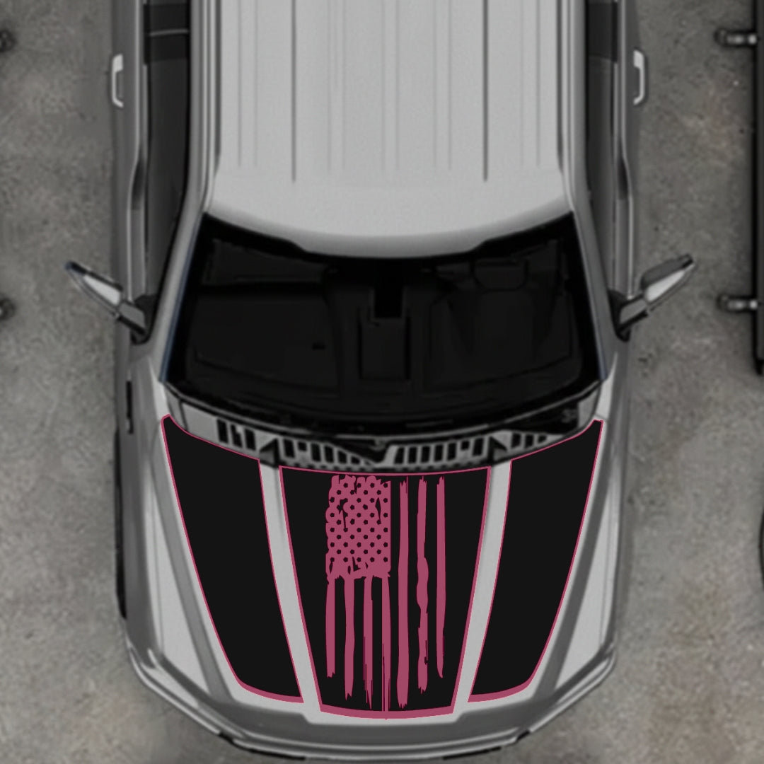 Hood Panel Decal/Sticker - USA Style 1 - Border Graphic Kit - For Ford F-150 2020-2026 - Premium Vinyl