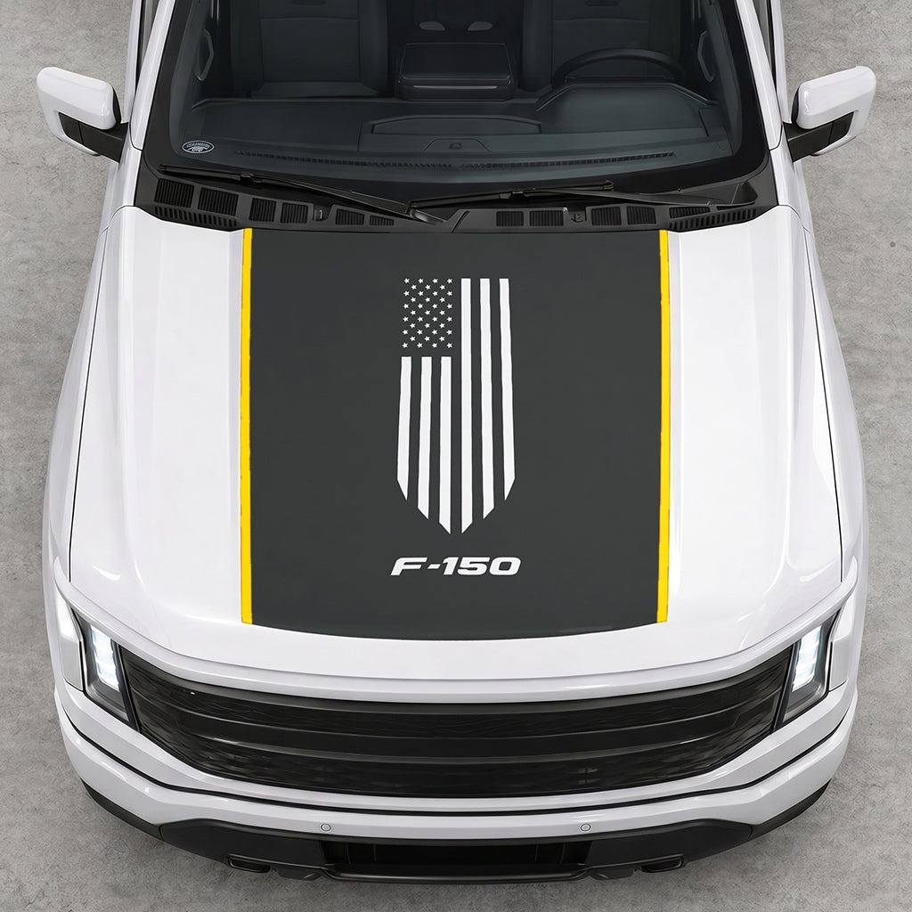 Hood Panel Decal/Sticker - America Flag Graphic Decal Graphic Kit - For Ford F-150 2015-2020 - Premium Vinyl