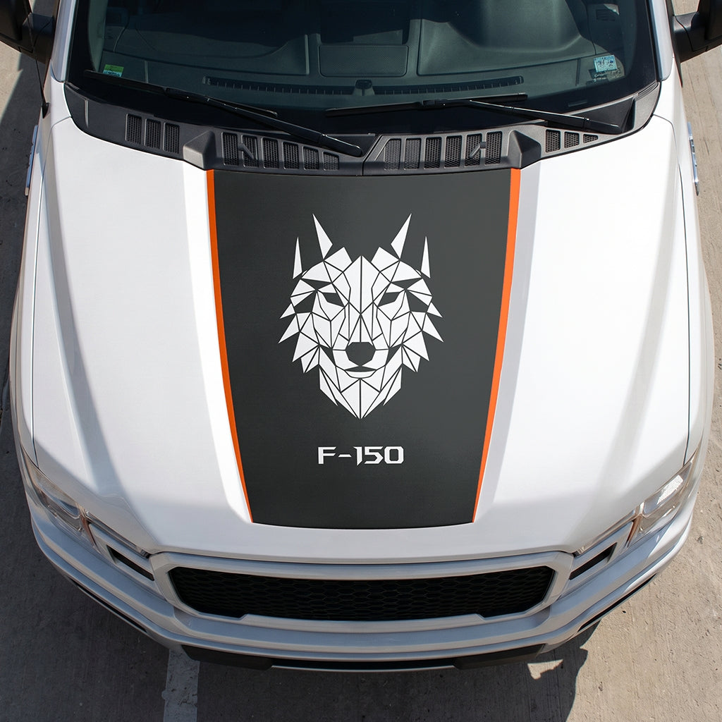 Hood Panel Decal/Sticker - Wolf Head Graphic Decal Graphic Kit - For Ford F-150 2015-2020 - Premium Vinyl