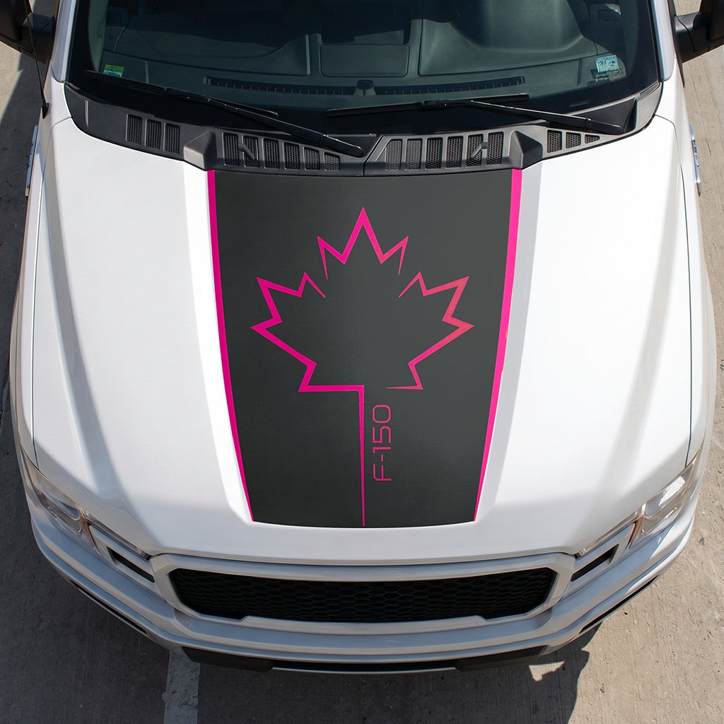 Hood Panel Decal/Sticker - Canada Leaf Graphic Decal Graphic Kit - For Ford F-150 2015-2020 - Premium Vinyl