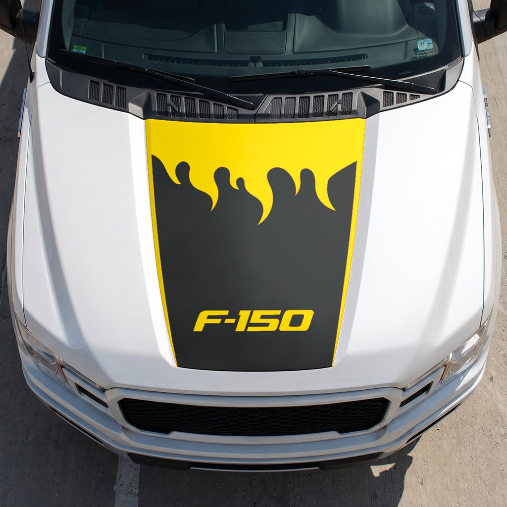 Hood Panel Decal/Sticker - Burning Flames Graphic Decal Graphic Kit - For Ford F-150 2015-2020 - Premium Vinyl