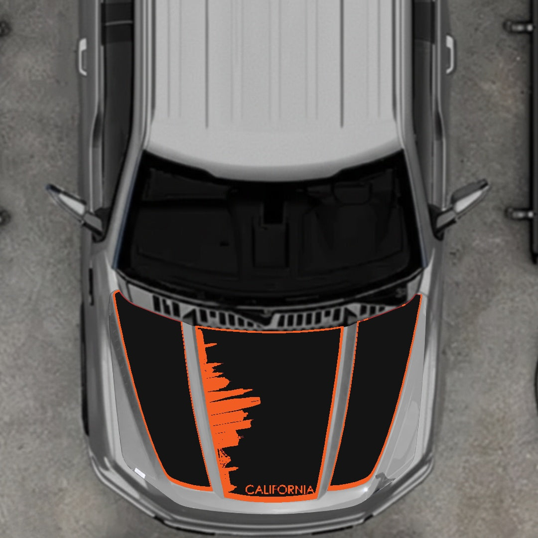 Hood Panel Decal/Sticker - California Skyline - Border Graphic Kit - For Ford F-150 2020-2026 - Premium Vinyl