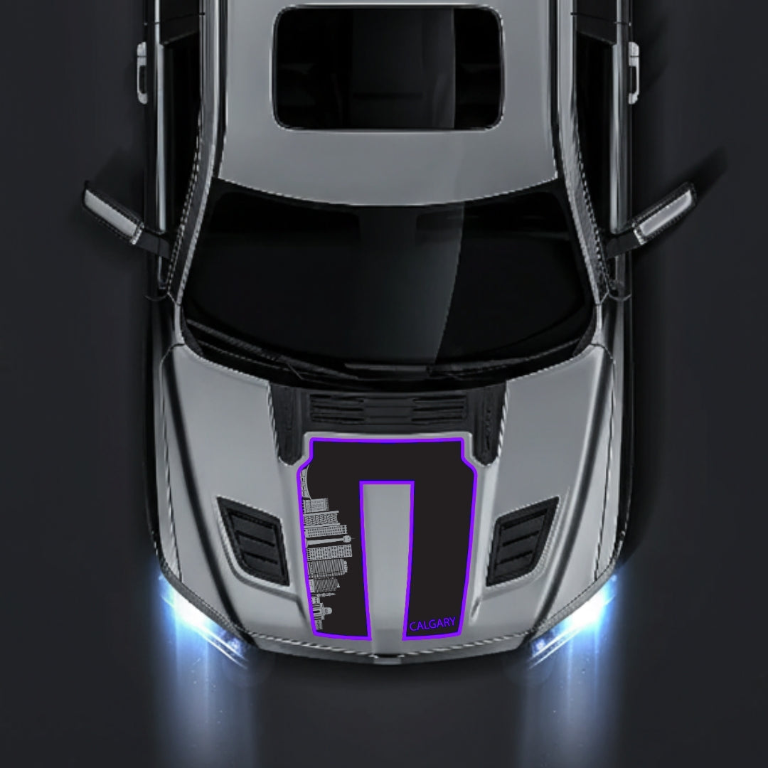 Performance Hood Panel Decal/Sticker - Calgary Skyline - Cut - Border Graphic Kit - For Dodge RAM 1500 2019-2025 - Premium Vinyl