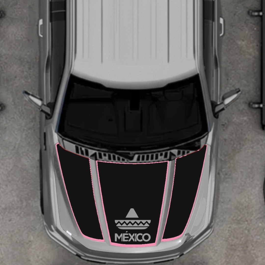 Hood Panel Decal/Sticker - Mexico - Cut - border Graphic Kit - For Ford F-150 2020-2026 - Premium Vinyl