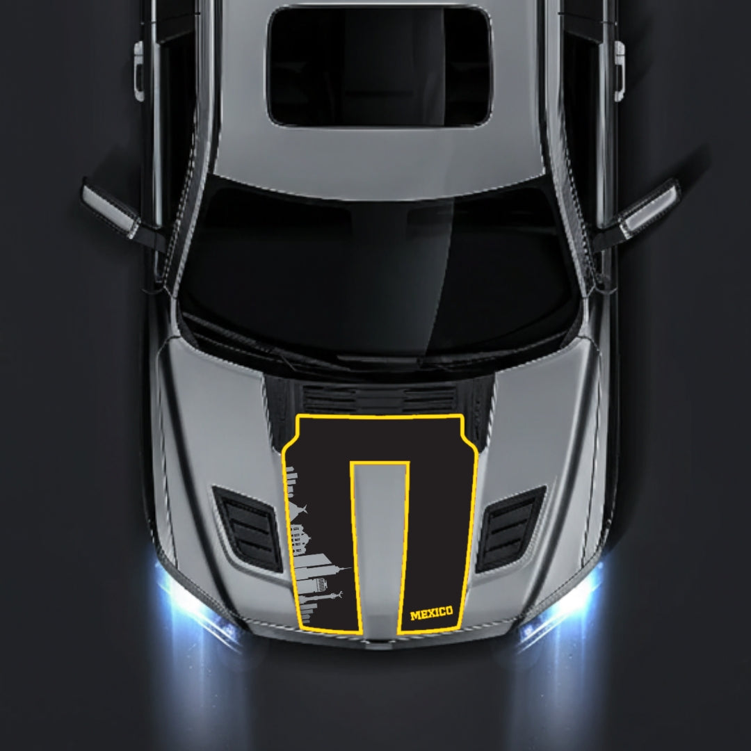 Hood Panel Decal/Sticker - Mexico Skyline - Cut - Border Graphic Kit - For Dodge RAM 1500 2019-2025 - Premium Vinyl