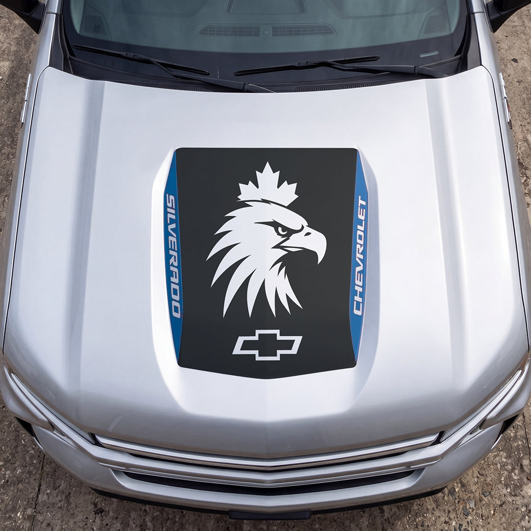 Hood Panel Decal/Sticker - Eagle Head with Maple Graphic Decal Graphic Kit - For Chevrolet Silverado 2019-2024 - Premium Vinyl