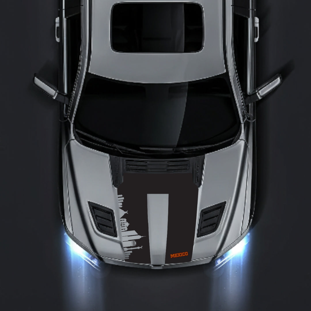 Performance Hood Panel Decal/Sticker - Mexico Skyline - Cut Graphic Kit - For Dodge RAM 1500 2019-2025 - Premium Vinyl