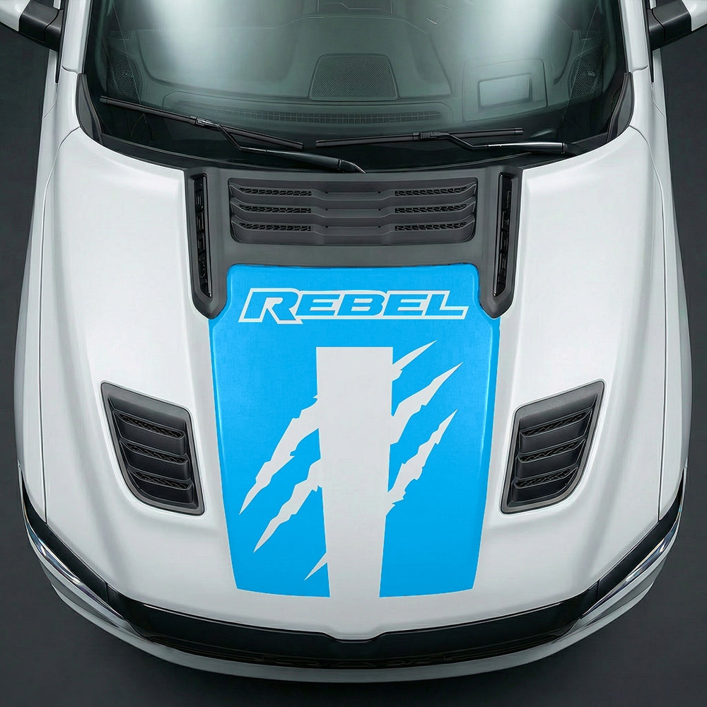 Hood Panel Decal/Sticker - Fierce REBEL Monster Slash Graphic Kit - For Dodge Ram 2019-2025 - Premium Vinyl