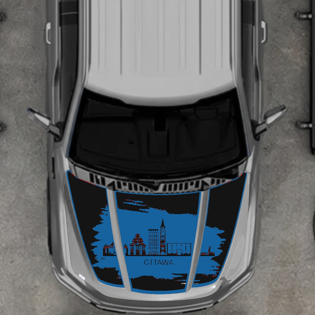 Hood Panel Decal/Sticker - Ottawa - Border Graphic Kit - For Ford F-150 2020-2026 - Premium Vinyl