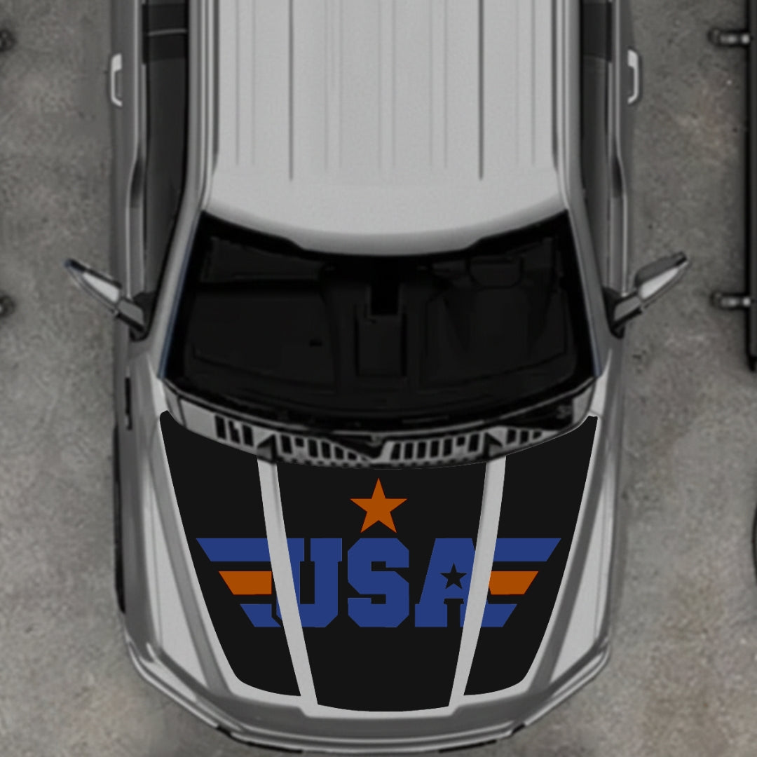 Hood Panel Decal/Sticker - USA Style 8 Graphic Kit - For Ford F-150 2020-2026 - Premium Vinyl