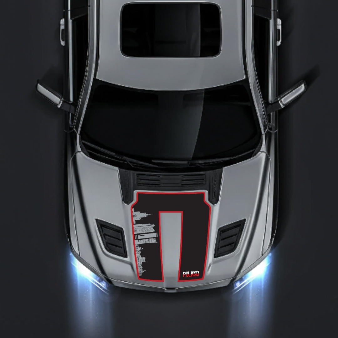 Hood Panel Decal/Sticker - Poland Skyline - Cut - Border Graphic Kit - For Dodge RAM 1500 2019-2025 - Premium Vinyl
