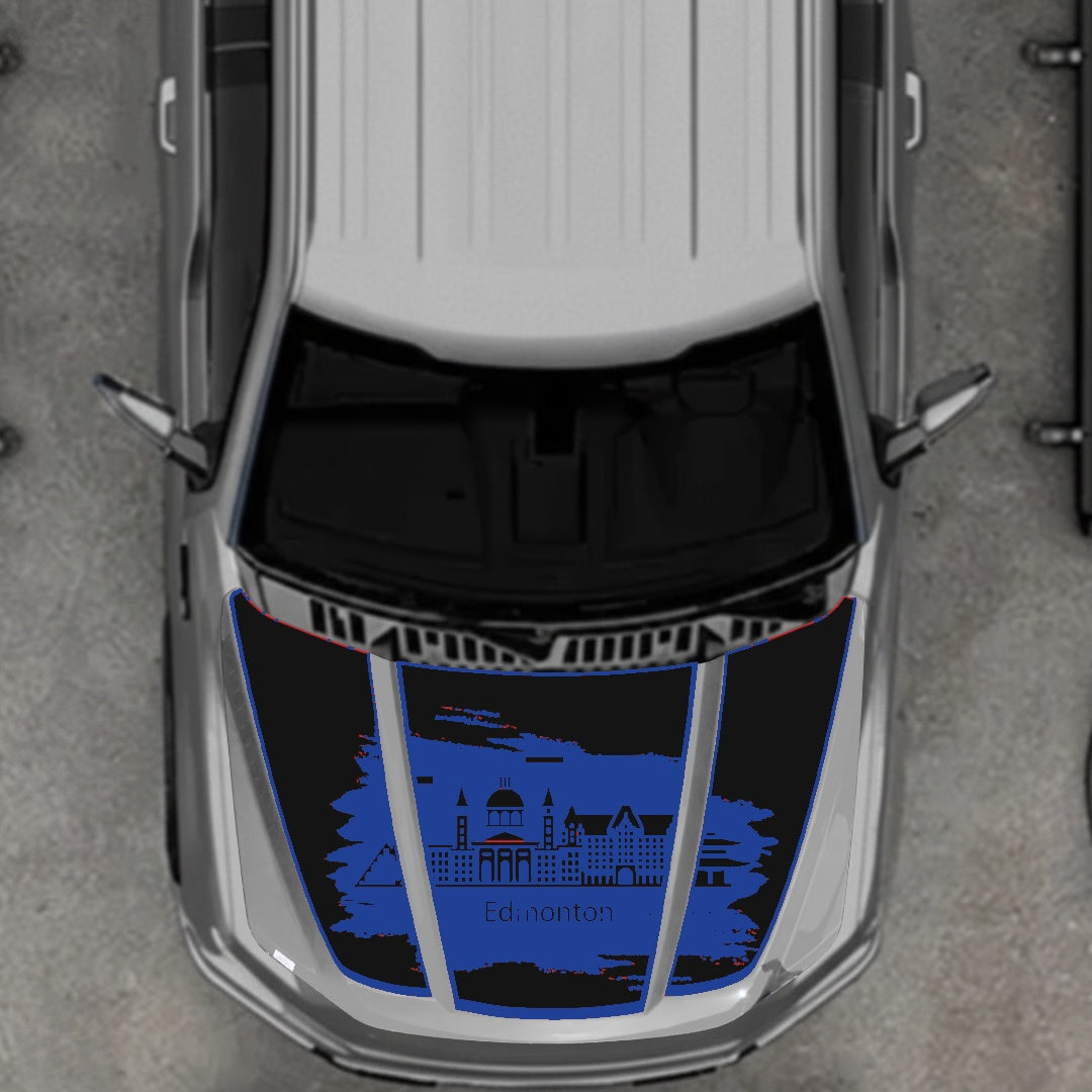 Hood Panel Decal/Sticker - Edmonton - Border Graphic Kit - For Ford F-150 2020-2026 - Premium Vinyl