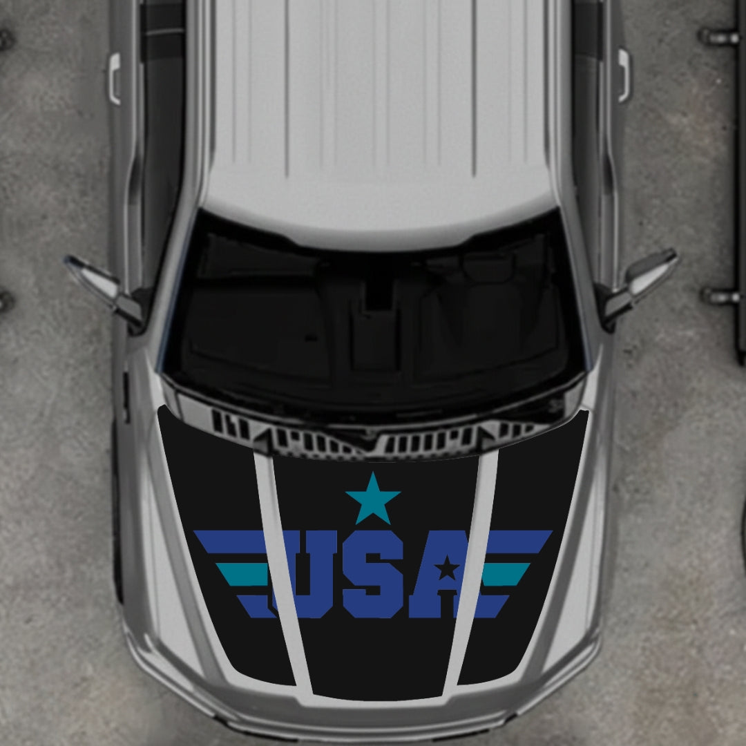 Hood Panel Decal/Sticker - USA Style 8 Graphic Kit - For Ford F-150 2020-2026 - Premium Vinyl