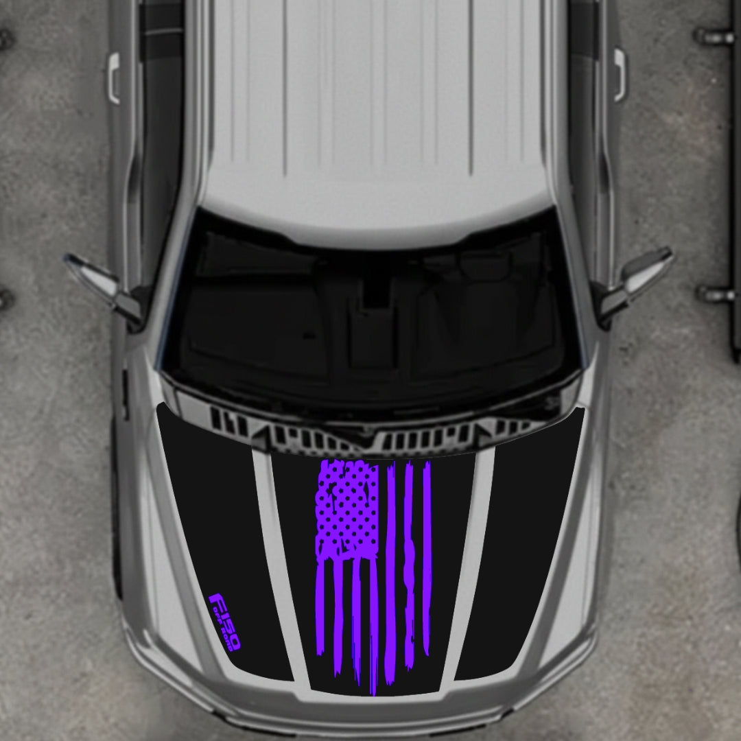 Hood Panel Decal/Sticker - USA Style 13 Graphic Kit - For Ford F-150 2020-2026 - Premium Vinyl