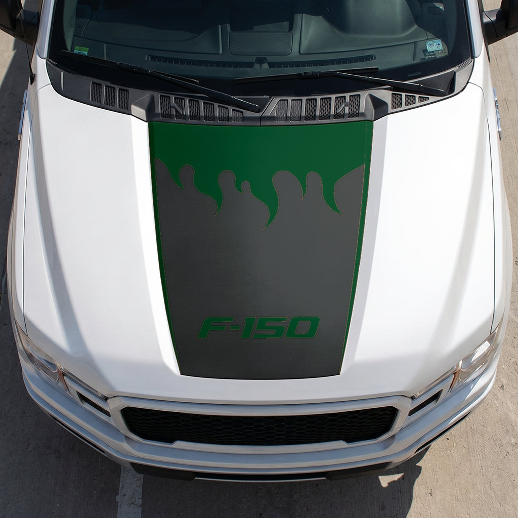 Hood Panel Decal/Sticker - Burning Flames Graphic Decal Graphic Kit - For Ford F-150 2015-2020 - Premium Vinyl