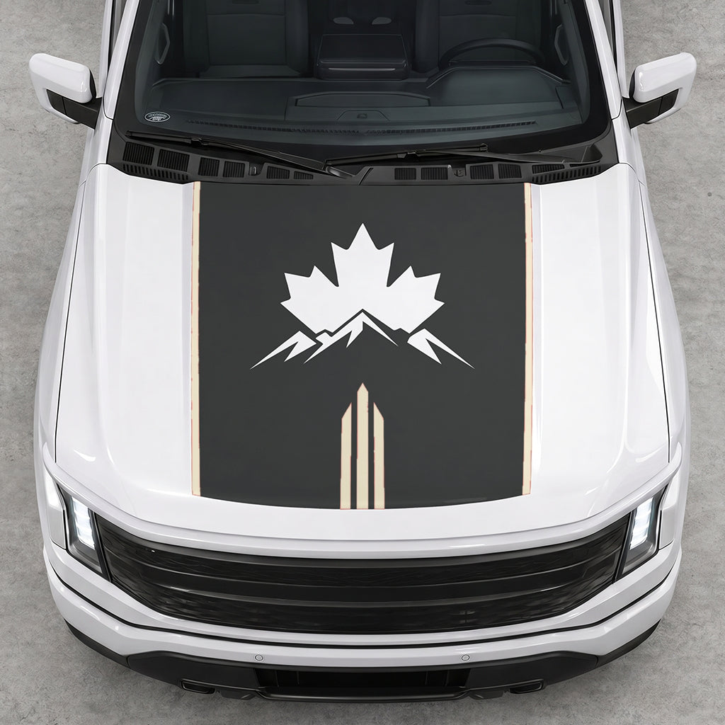 Hood Panel Decal/Sticker - Maple and Mountain Graphic Decal Graphic Kit - For Ford F-150 2015-2020 - Premium Vinyl