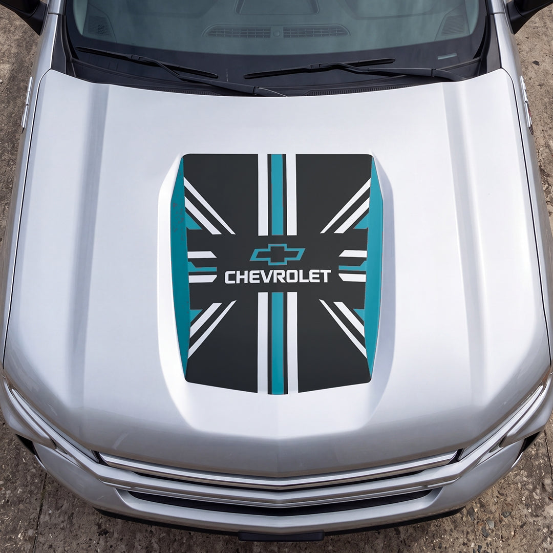 Hood Panel Decal/Sticker - United Kingdom Flag Graphic Decal Graphic Kit - For Chevrolet Silverado 2019-2024 - Premium Vinyl