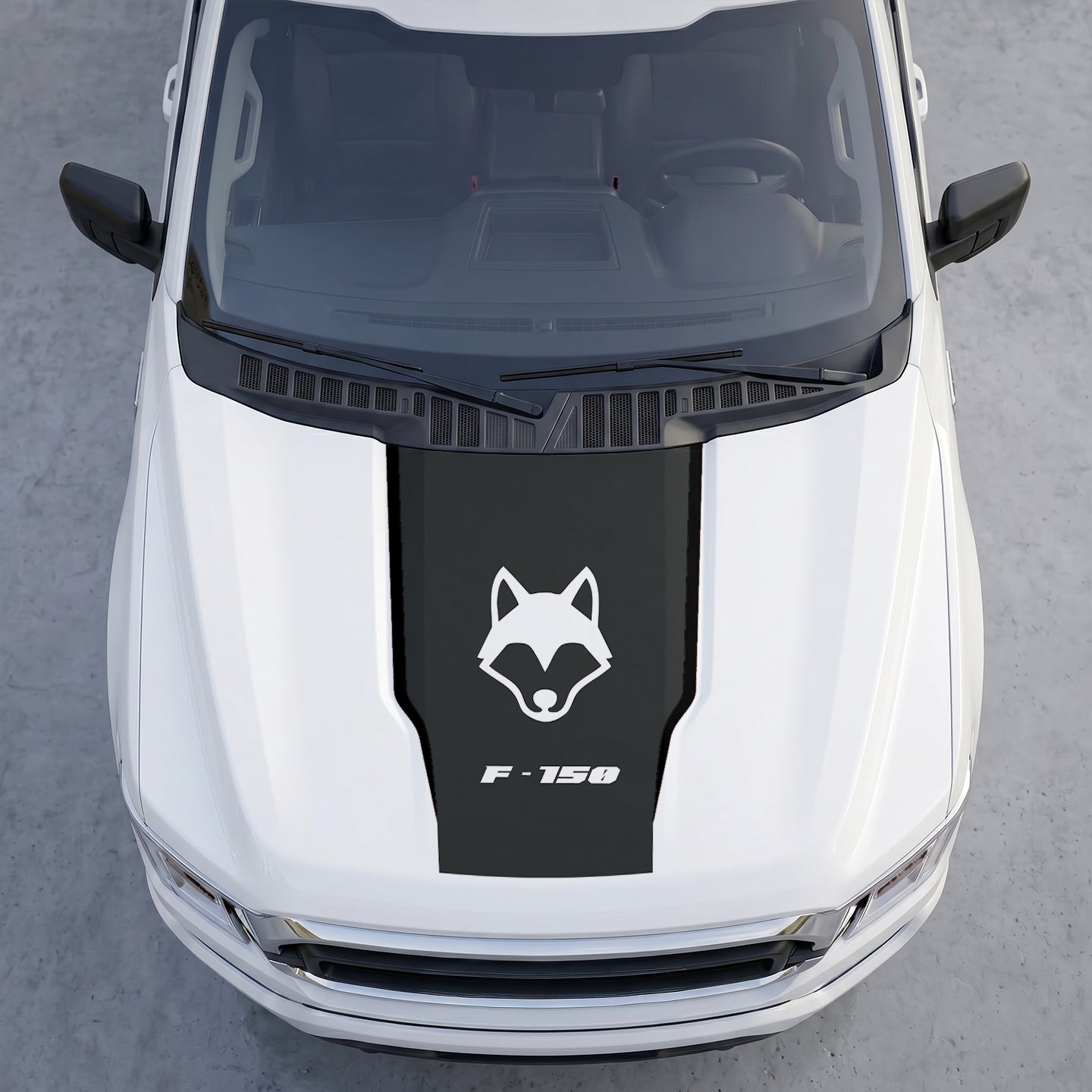 Hood Panel Decal/Sticker - Coyote Wolf Head Hood Decal Wrap – Matte Black Hood Accent Graphic Vinyl Sticker Graphic Kit - For Ford F-150 F150 2015-2020 - Premium Vinyl