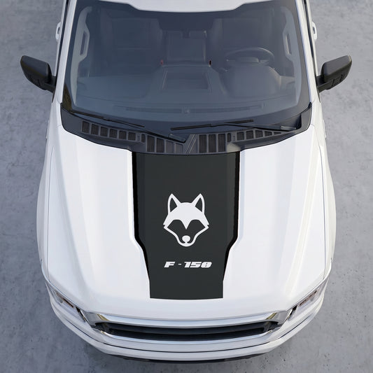 Hood Panel Decal/Sticker - Coyote Wolf Head Hood Decal Wrap – Matte Black Hood Accent Graphic Vinyl Sticker Graphic Kit - For Ford F-150 F150 2015-2020 - Premium Vinyl