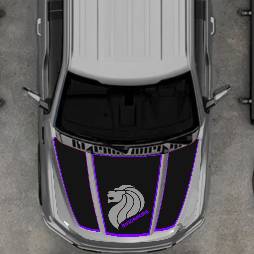 Hood Panel Decal/Sticker - Singapore - Cut  - Border Graphic Kit - For Ford F-150 2020-2026 - Premium Vinyl